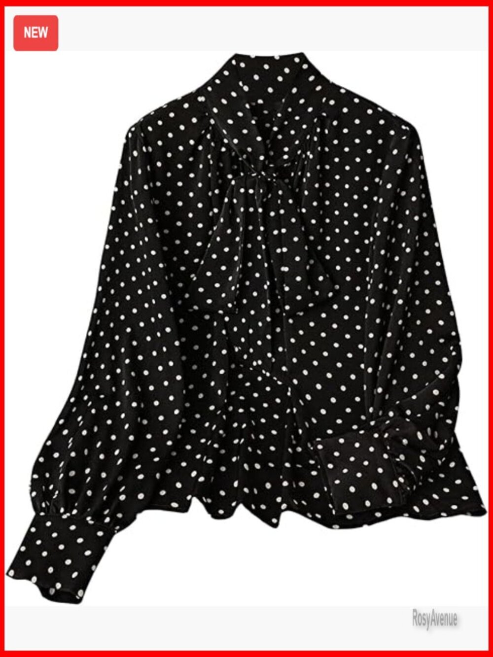 Plus Size Polka Dot Bow Tie Blouse Long Sleeve Dressy Top